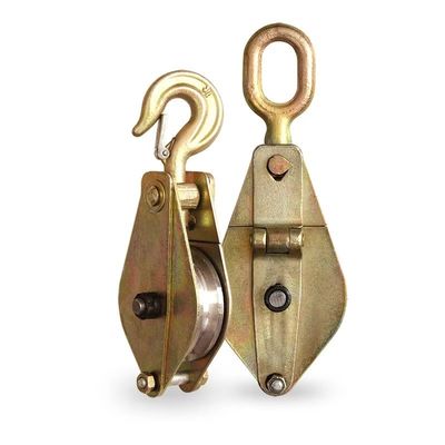 1 tonnellata 2 tonnellate 5 tonnellate Stringing Pulley Block Linea di trasmissione Stringing Tools With Steel Double Pulley Block